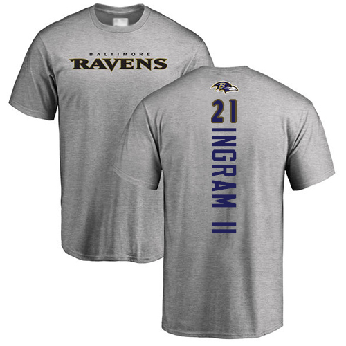 Men Baltimore Ravens Ash Mark Ingram II Backer NFL Football #21 T Shirt